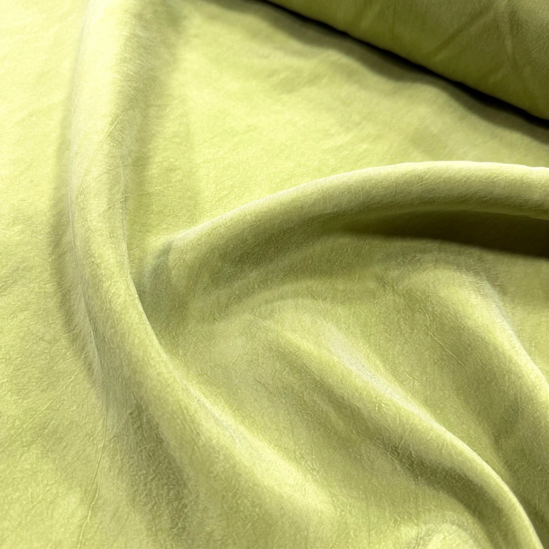 Sage Green Rose Silk Cupro Fabric - Çağla Yeşil Gül İpek Cupro Kumaş