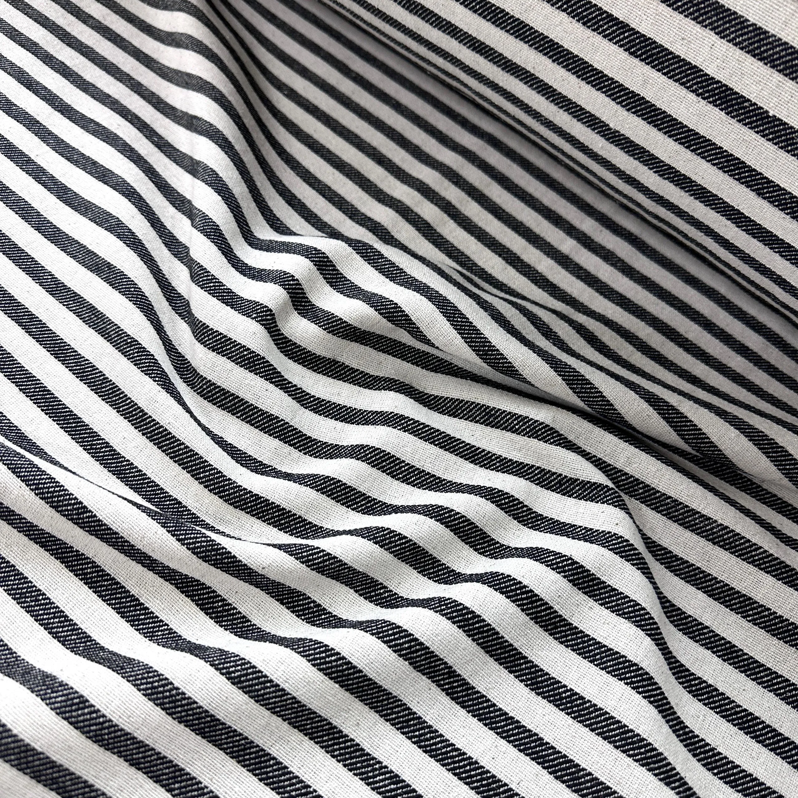Striped Washed Linen Buldan Fabric - Çizgili Yıkanmış Keten Buldan Bezi